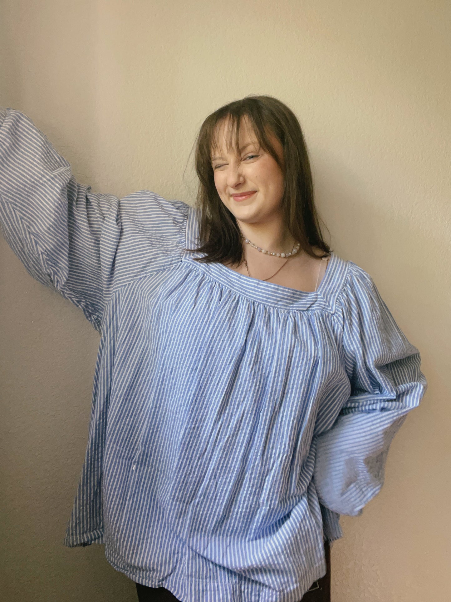 Striped Square Neck Blouse