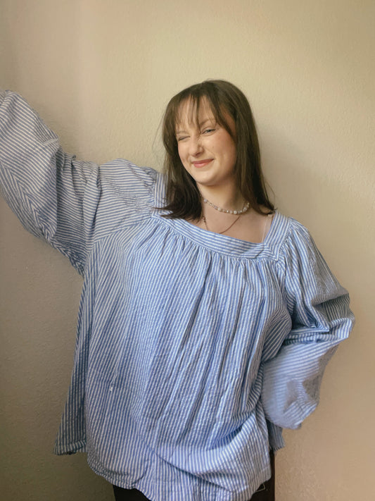 Striped Square Neck Blouse
