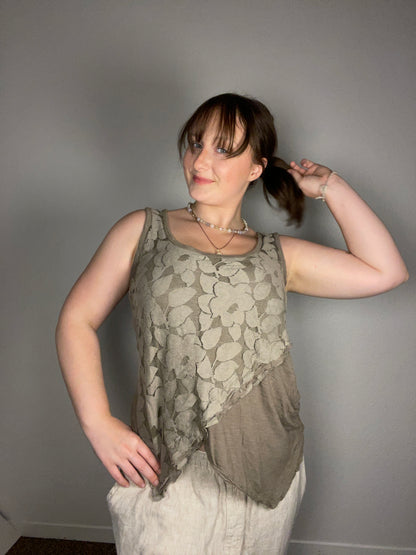 Asymmetrical Lace Tank Top