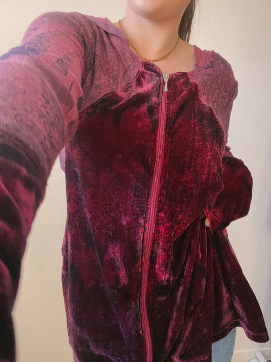 Velvet Paisley Zip Up