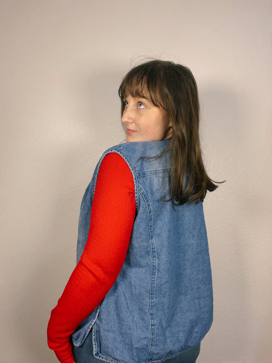Tie Front Denim Vest | From the Rack | Grace Thrifts