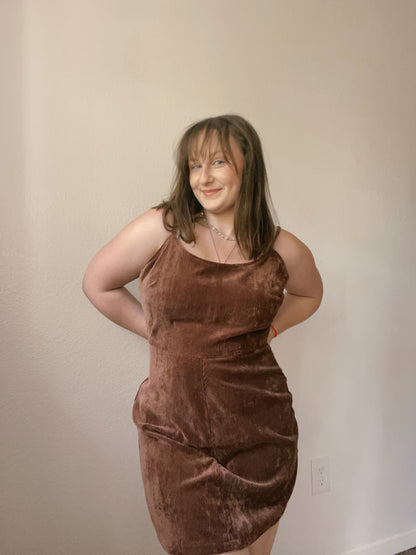 Brown Corduroy Mini Dress