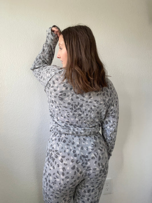Grey Leopard Pajama Set