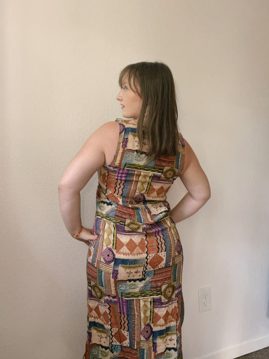 Multi-Print Sleeveless Knit Dress