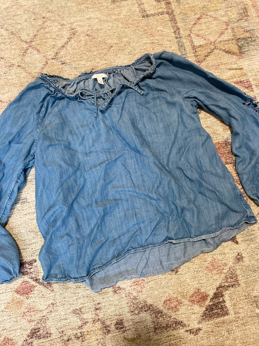 Embroidered Denim Blouse