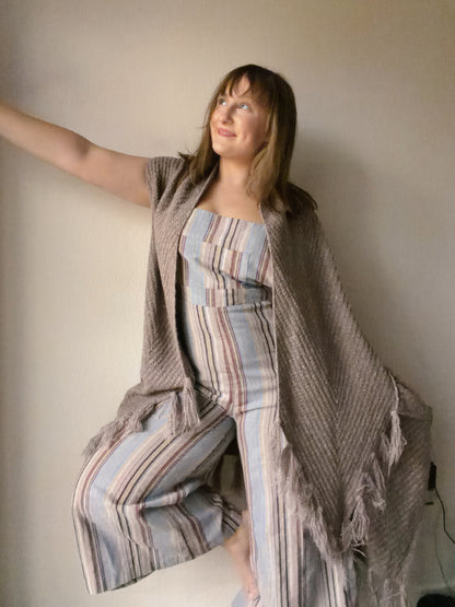 Dark Beige Sleeveless Cardigan