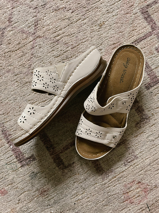 White Eyelet Strappy Sandals