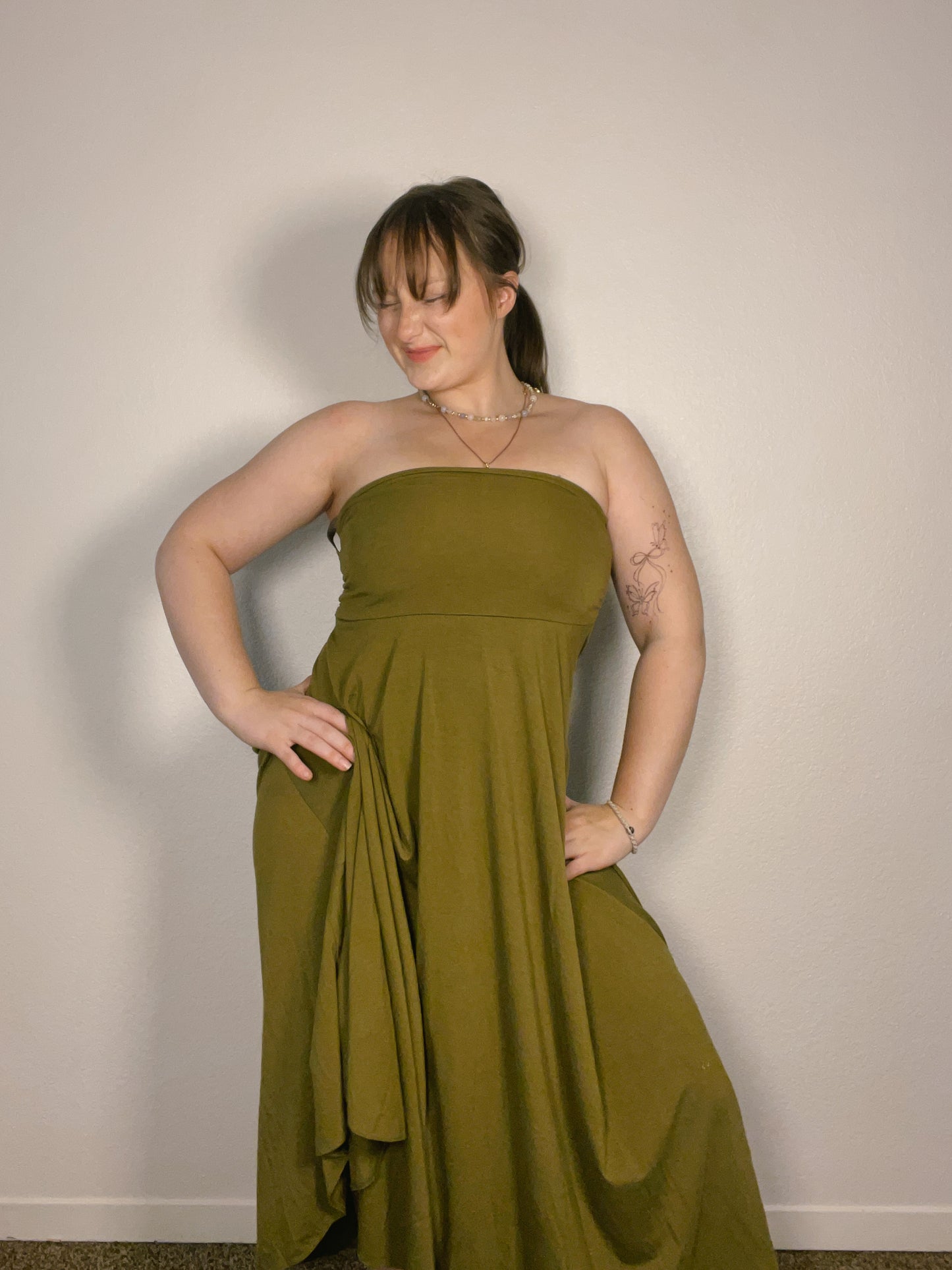 Sage Strapless Midi Dress