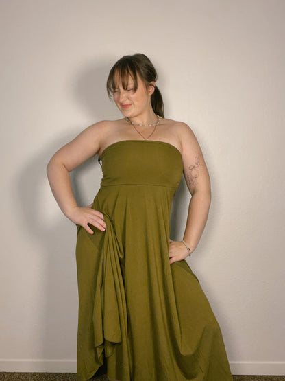 Sage Strapless Midi Dress
