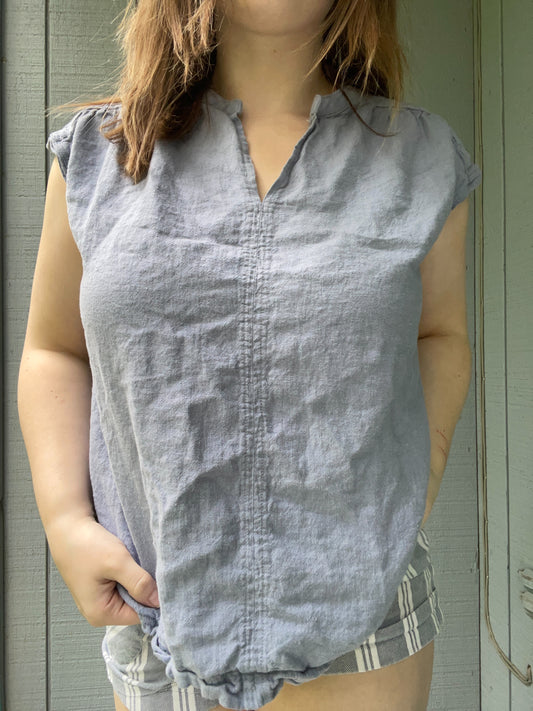 Blue Linen Blouse