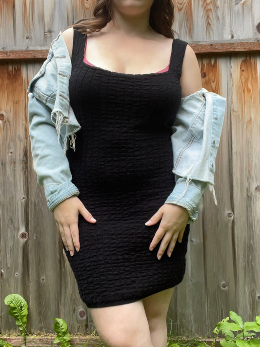 Black Textured Mini Dress