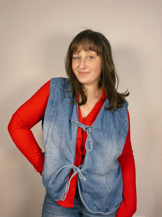 Tie Front Denim Vest | From the Rack | Grace Thrifts