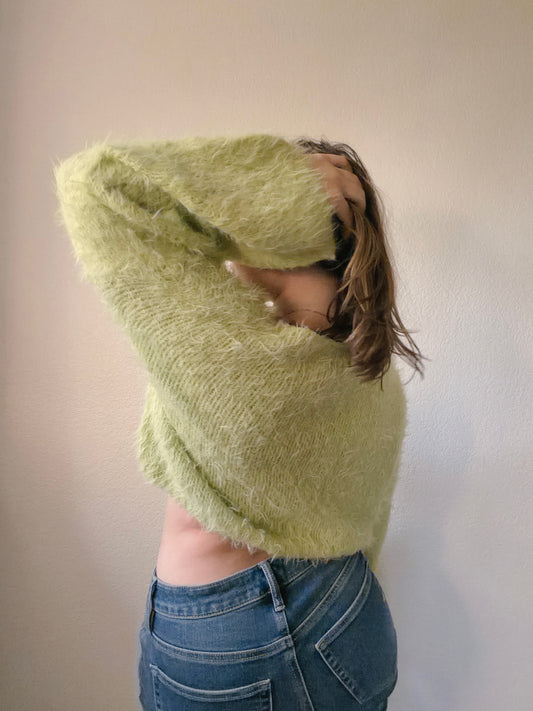 Free People | Lime Fuzzy Sweater