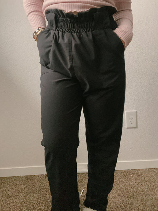 Black Pleated Elastic Slacks | From the Rack | Grace Thrifts