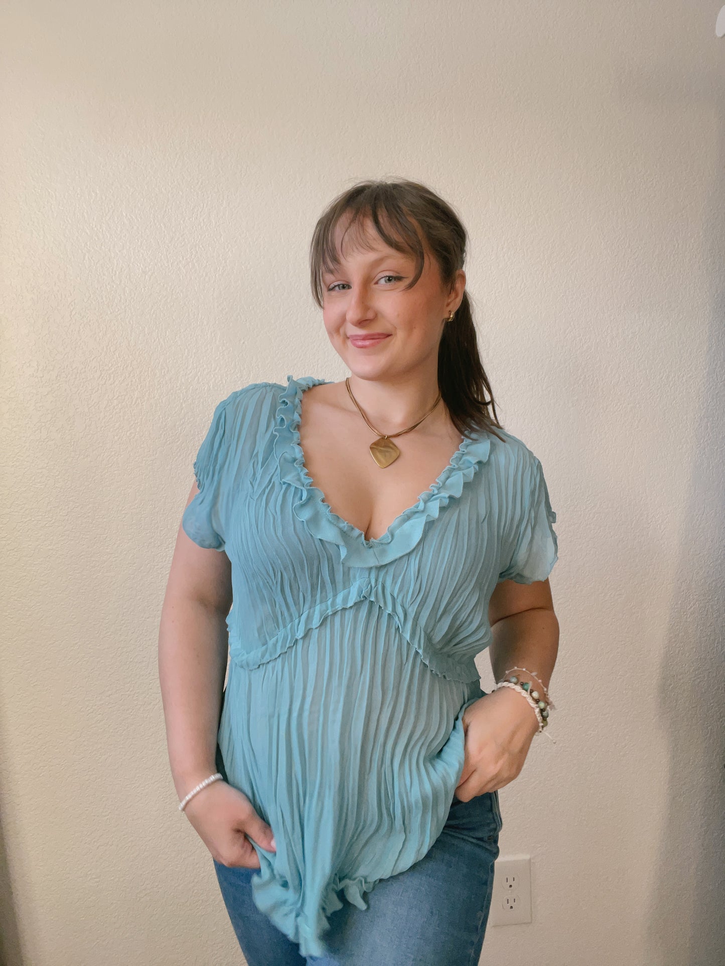 Blue Sheer Y2K Top | From the Rack | Grace Thrifts
