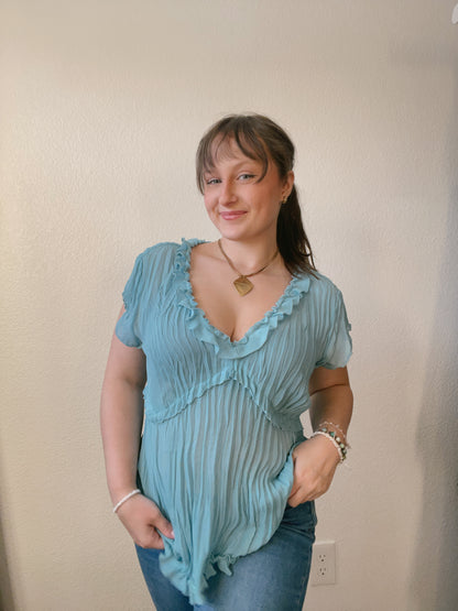 Blue Sheer Y2K Top | From the Rack | Grace Thrifts