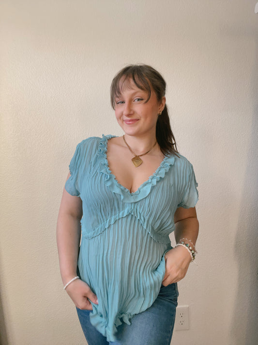 Blue Sheer Y2K Top | From the Rack | Grace Thrifts