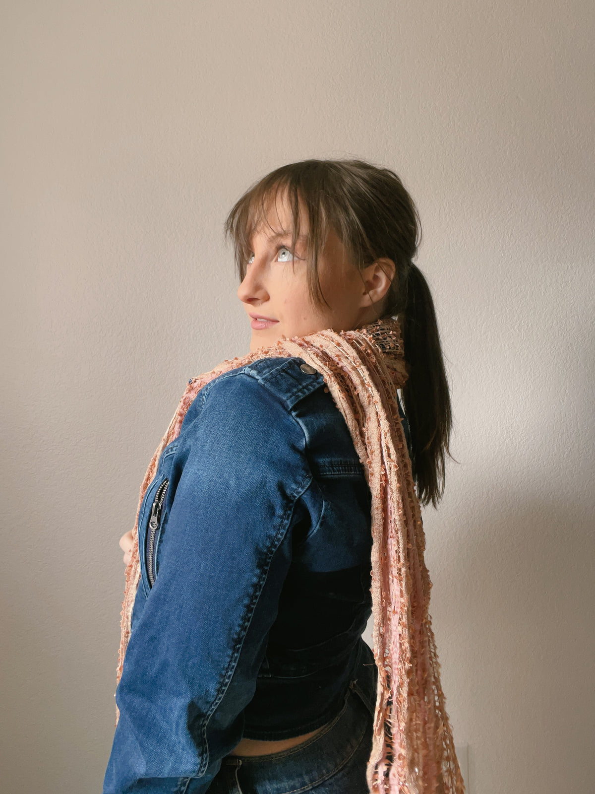 Peach Fishnet Scarf