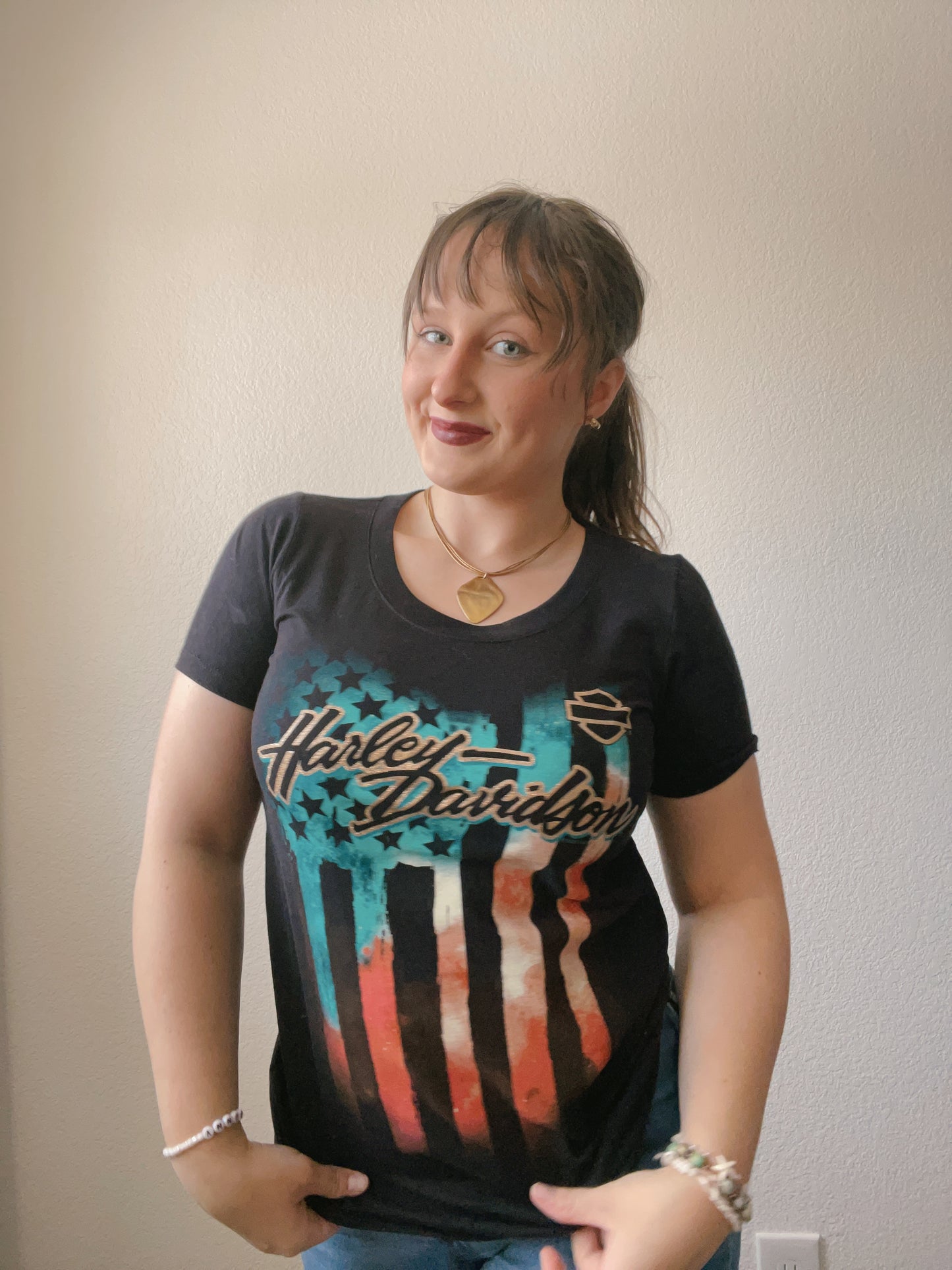 NWT Harley Davidson Flag Graphic Tee