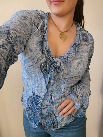 Y2K Silvermist Blouse