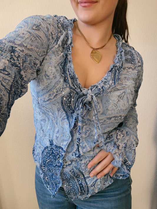 Y2K Silvermist Blouse
