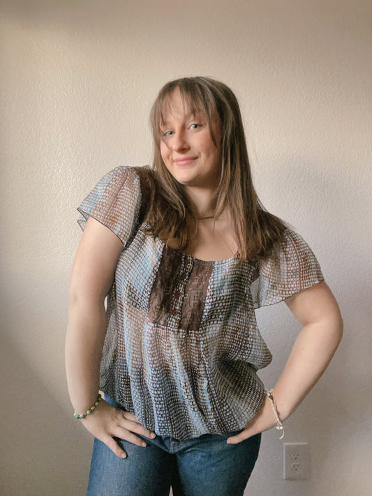 Polka Dot Lace Bubble Blouse