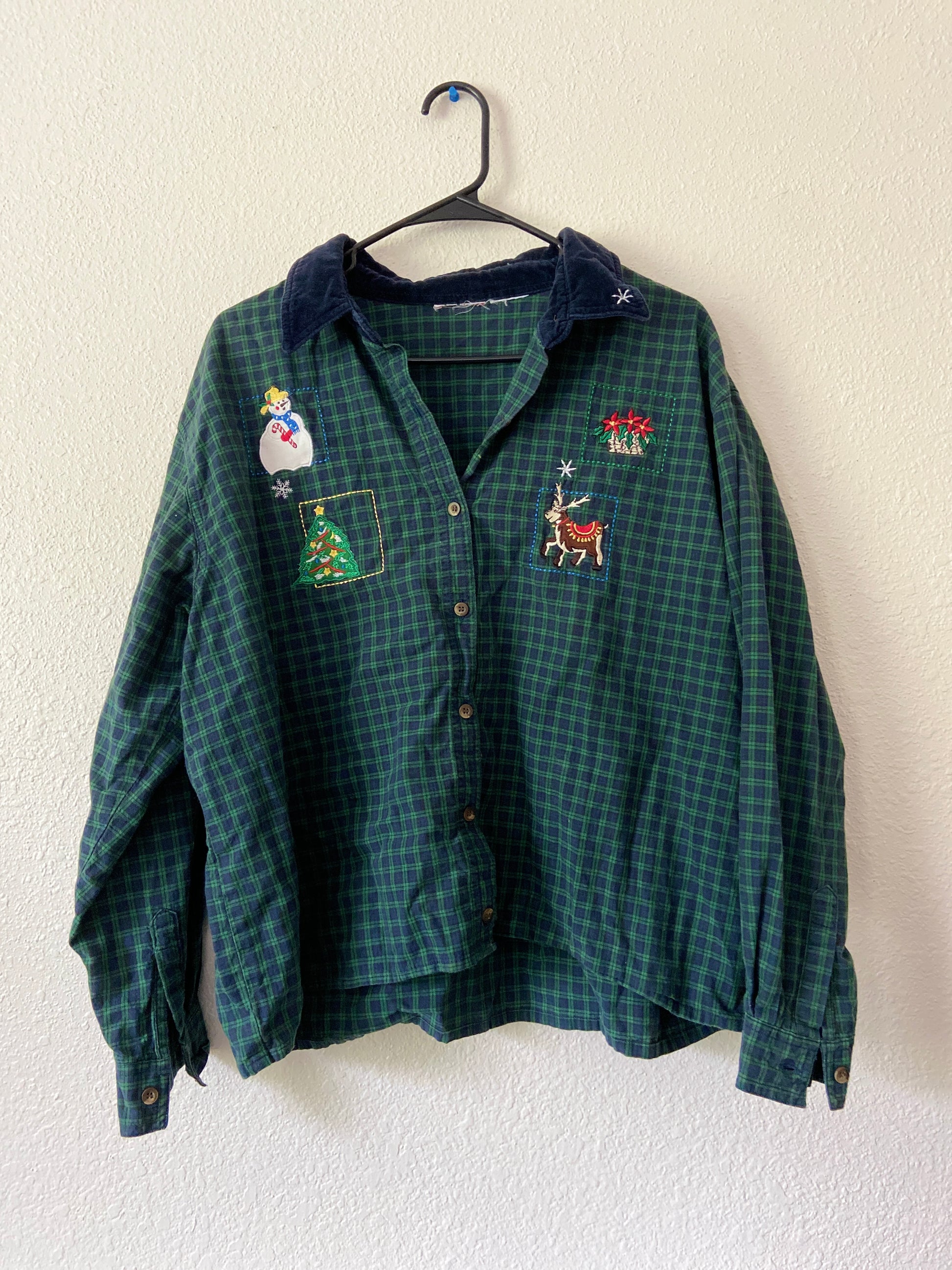 Green Plaid Embroidered Top | From the Rack | Grace Thrifts