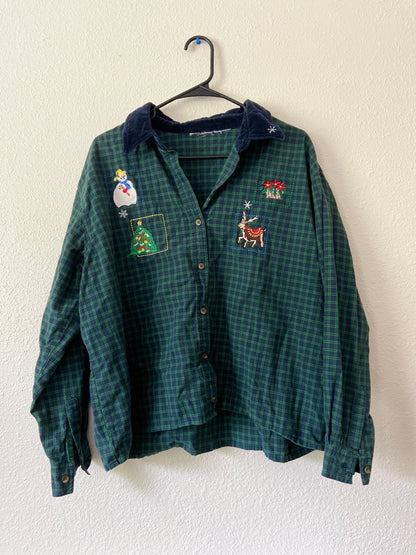 Green Plaid Embroidered Top | From the Rack | Grace Thrifts