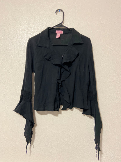 Black Y2K Ruffle Witch Top | From the Rack | Curated Secondhand Styles | Grace Thrifts | Wasilla, AK