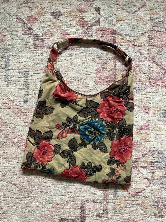 Beaded Fall Floral Slouch Bag | From the Rack | Grace Thrifts