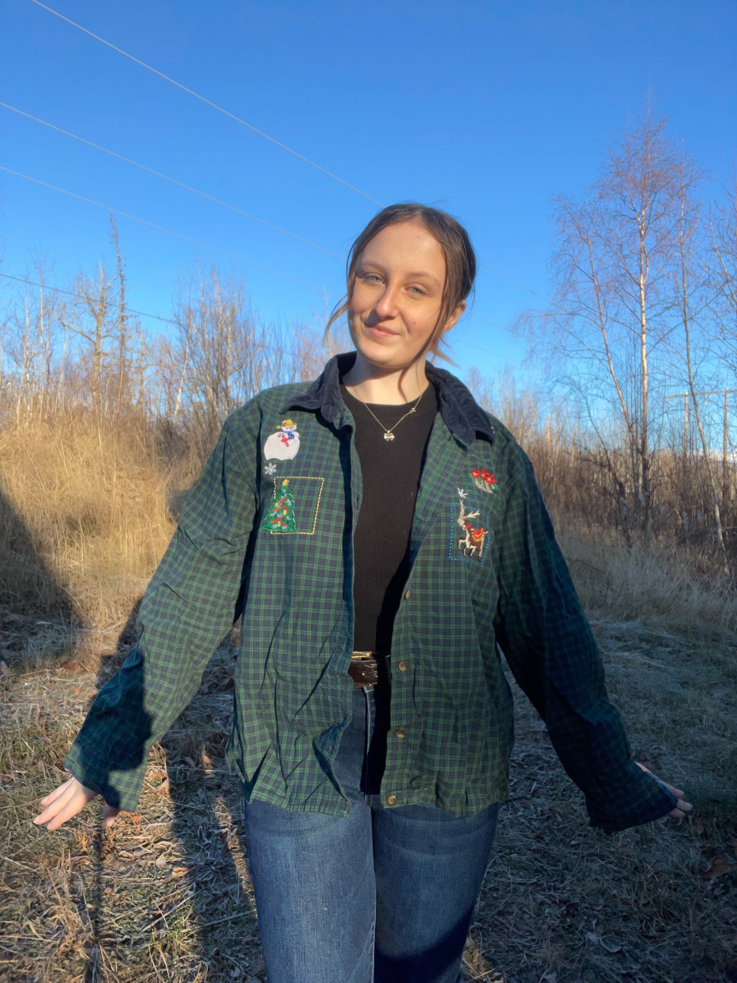 Green Plaid Embroidered Top | From the Rack | Grace Thrifts