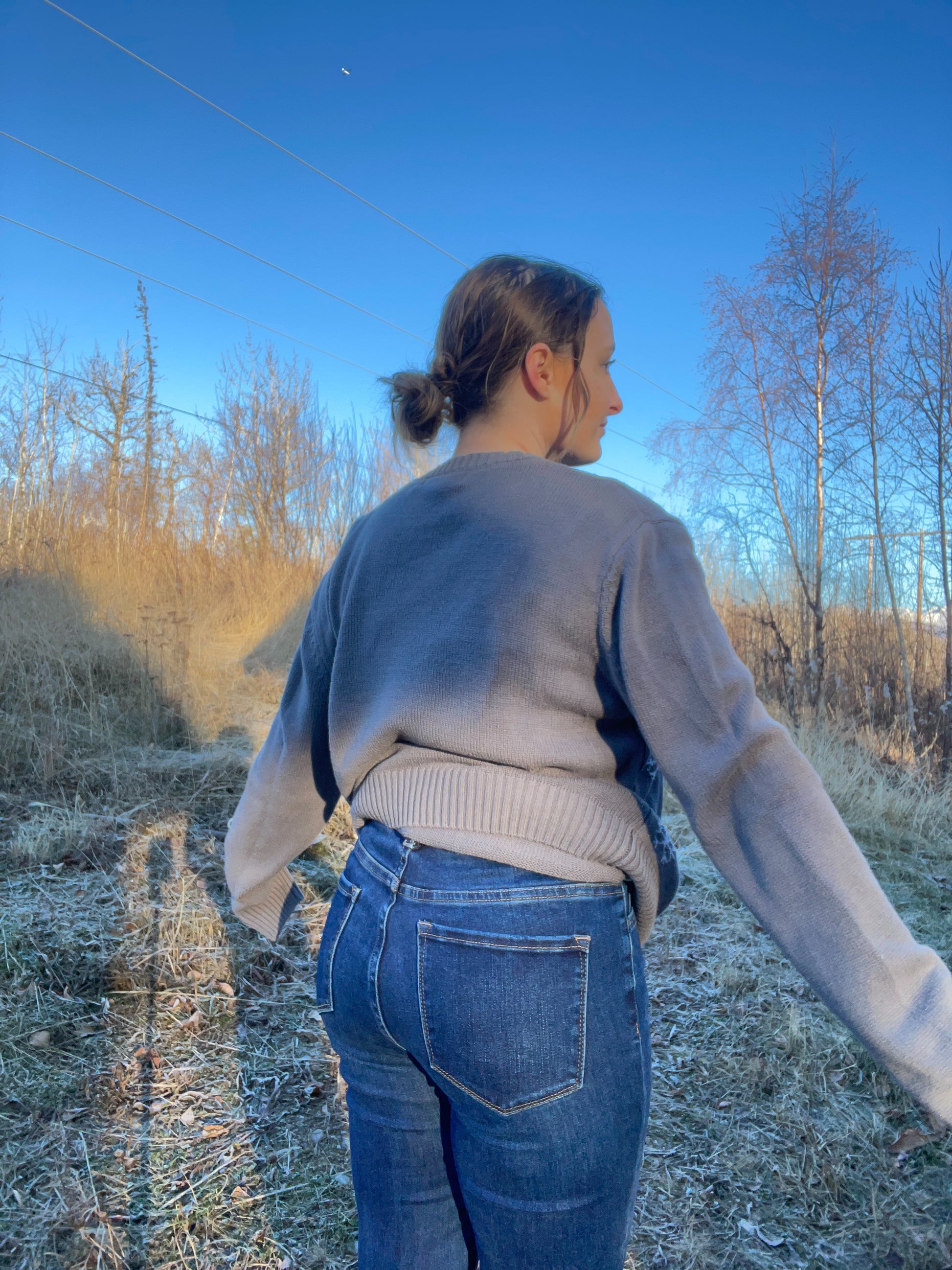 Grey Flamingo Christmas Sweater | From the Rack | Grace Thrifts | Wasilla, AK