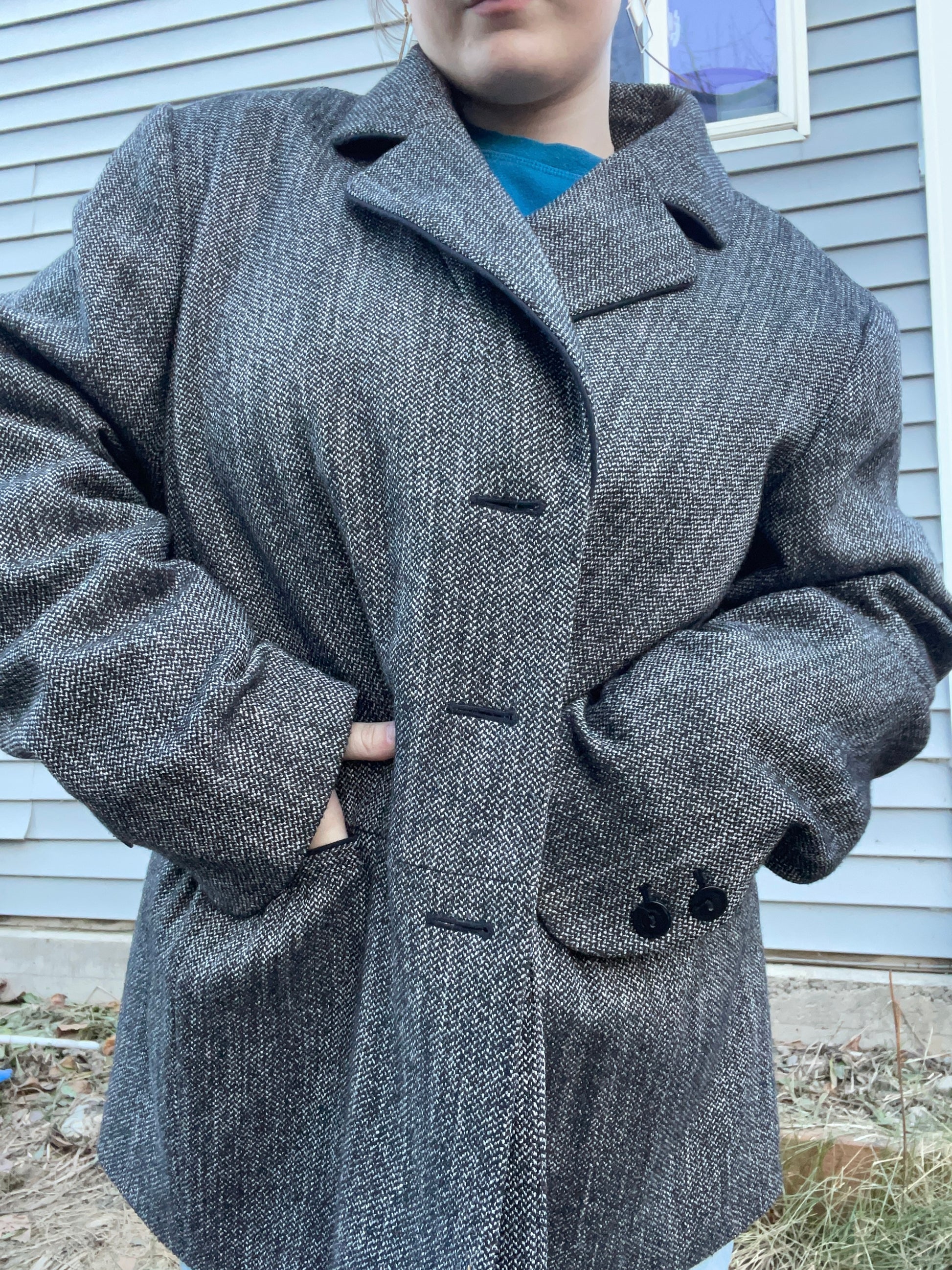 Dark Grey Winter Blazer Coat | From the Rack | Grace Thrifts | Curated Secondhand Styles | Wasilla, AK