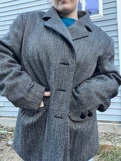 Dark Grey Winter Blazer Coat | From the Rack | Grace Thrifts | Curated Secondhand Styles | Wasilla, AK
