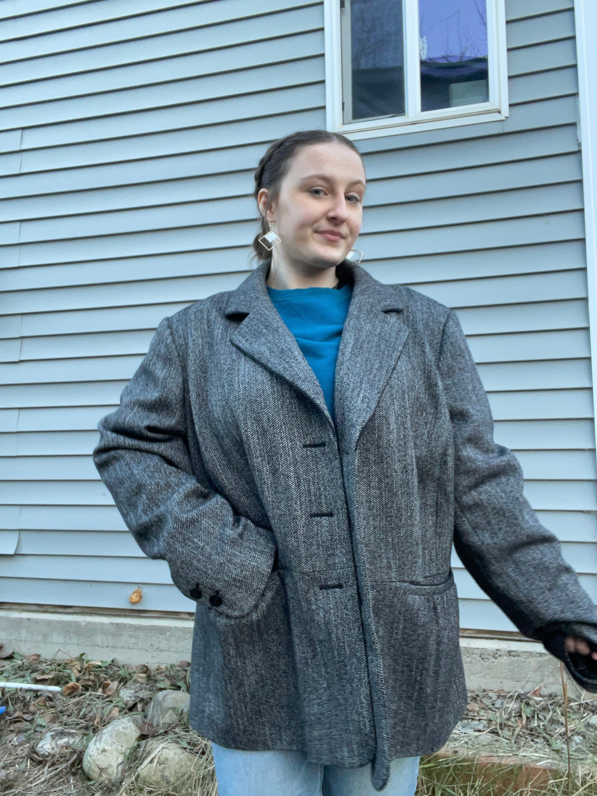 Dark Grey Winter Blazer Coat | From the Rack | Grace Thrifts | Curated Secondhand Styles | Wasilla, AK