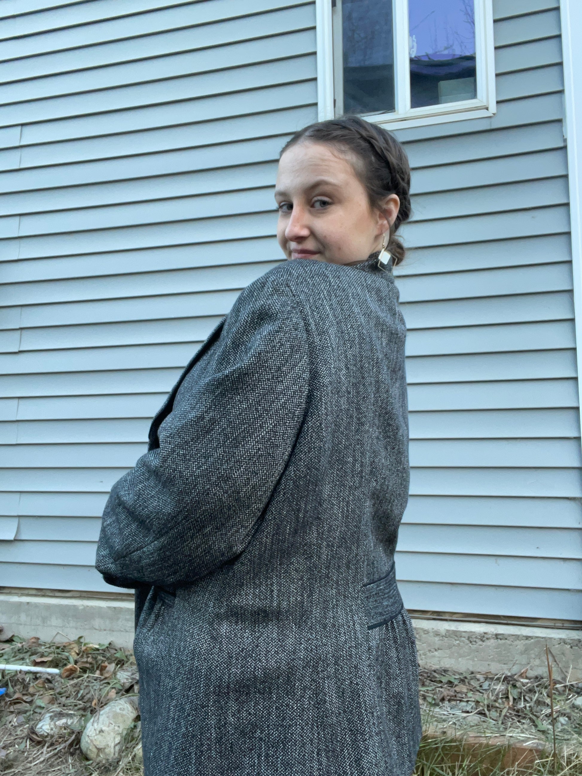 Dark Grey Winter Blazer Coat | From the Rack | Grace Thrifts | Curated Secondhand Styles | Wasilla, AK