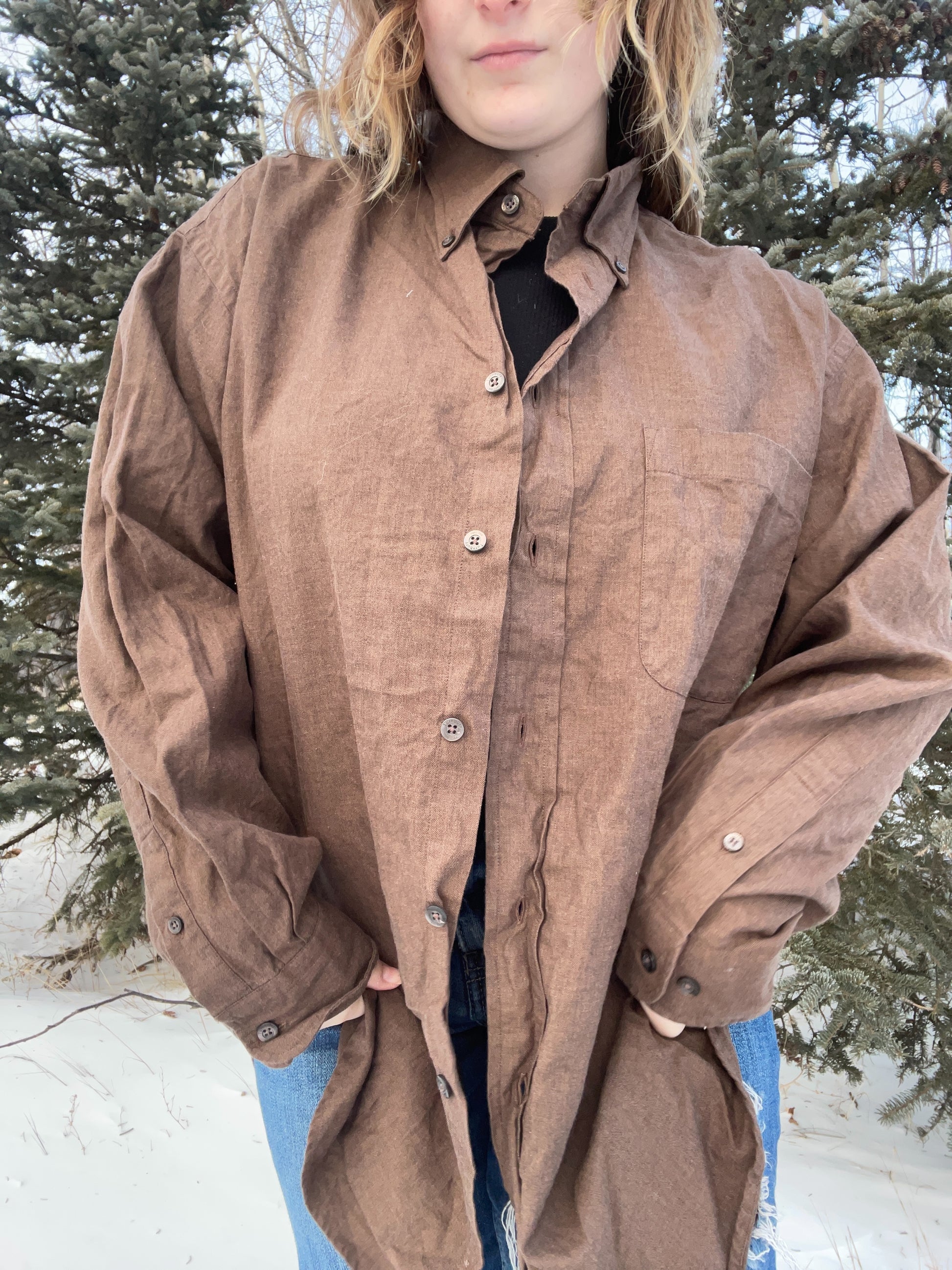 Brown Button Up Dress Shirt | From the Rack | Grace Thrifts