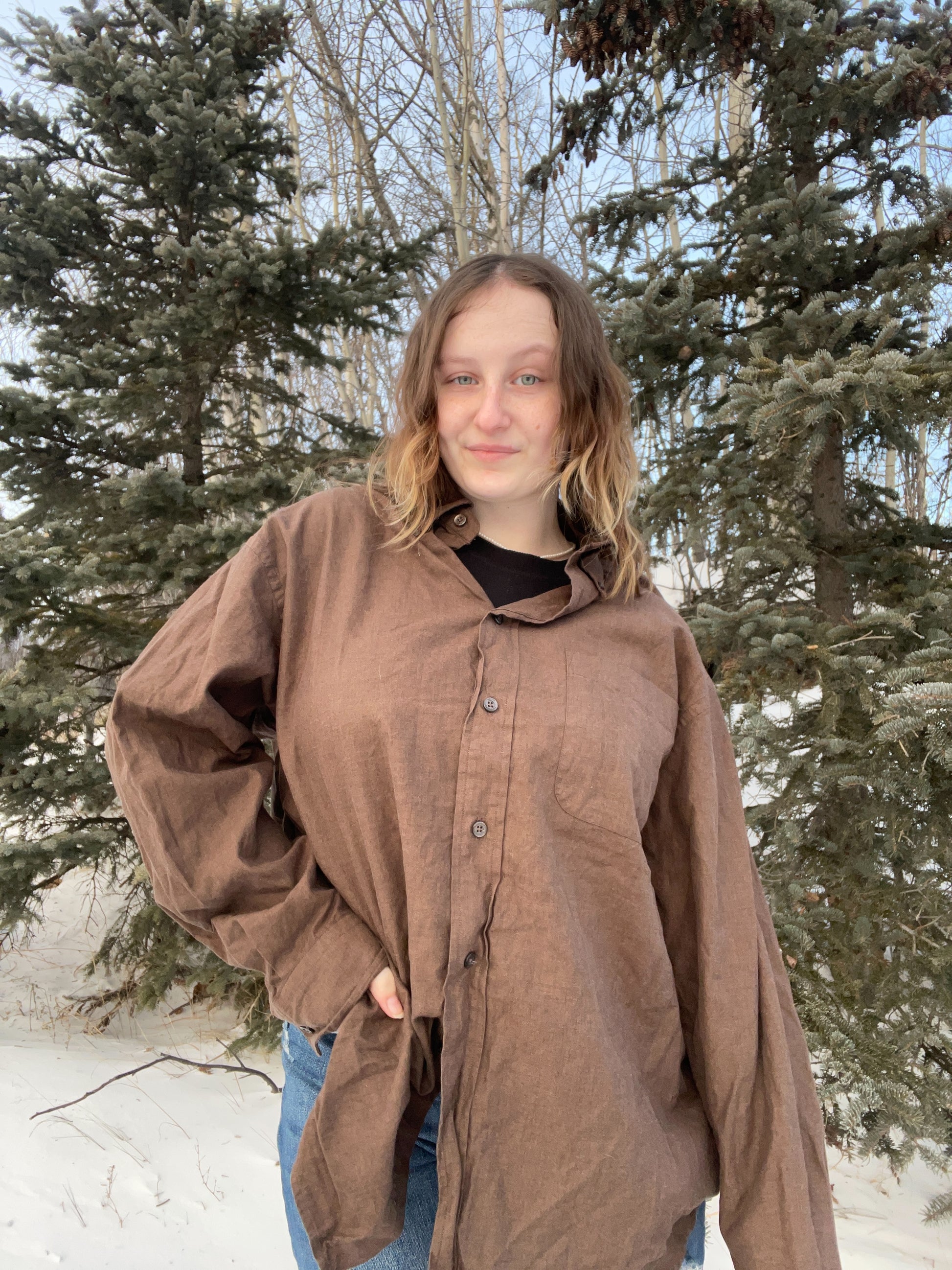 Brown Button Up Dress Shirt | From the Rack | Grace Thrifts