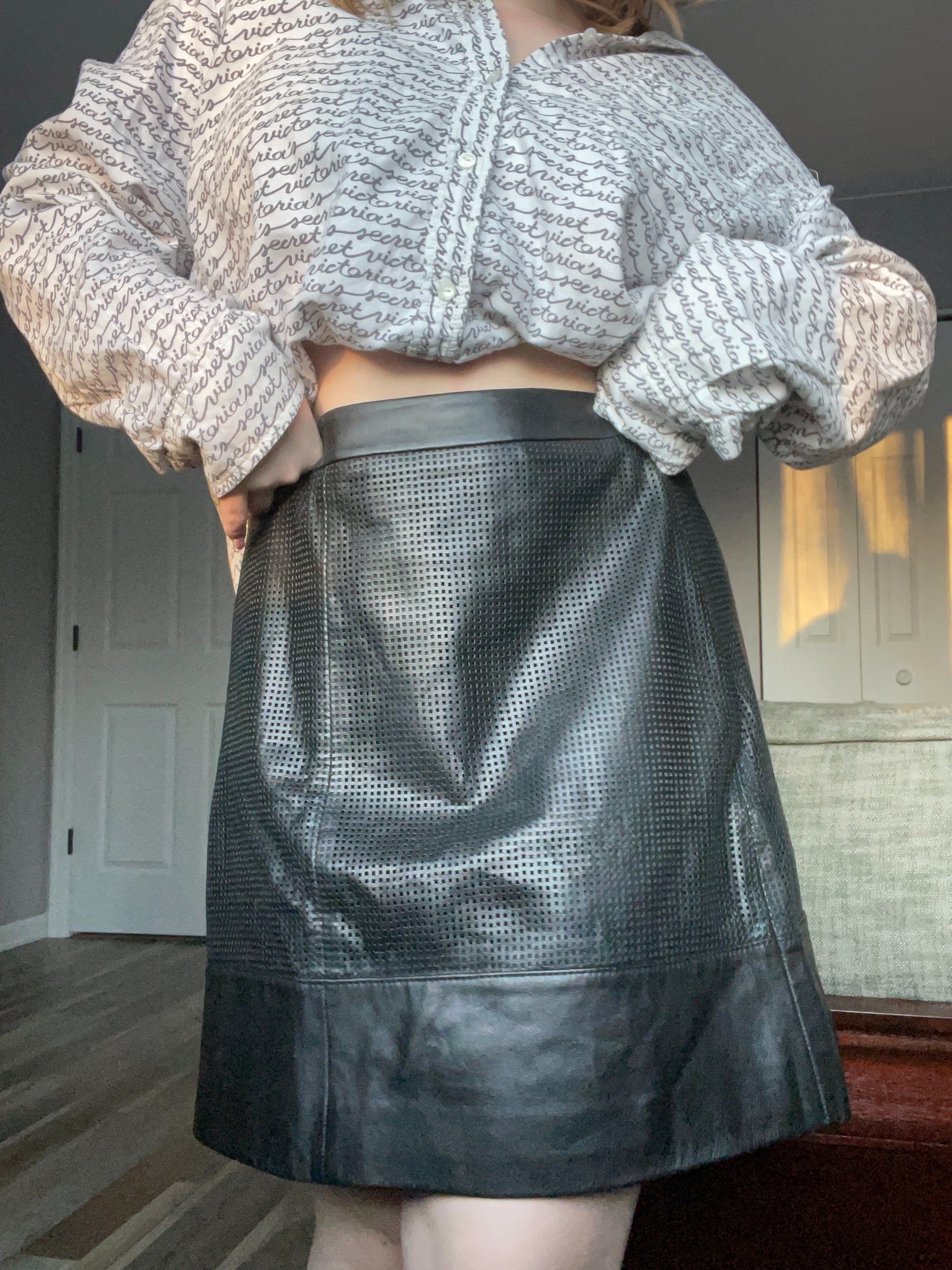 Black Leather Mini Skirt | From the Rack | Grace Thrifts