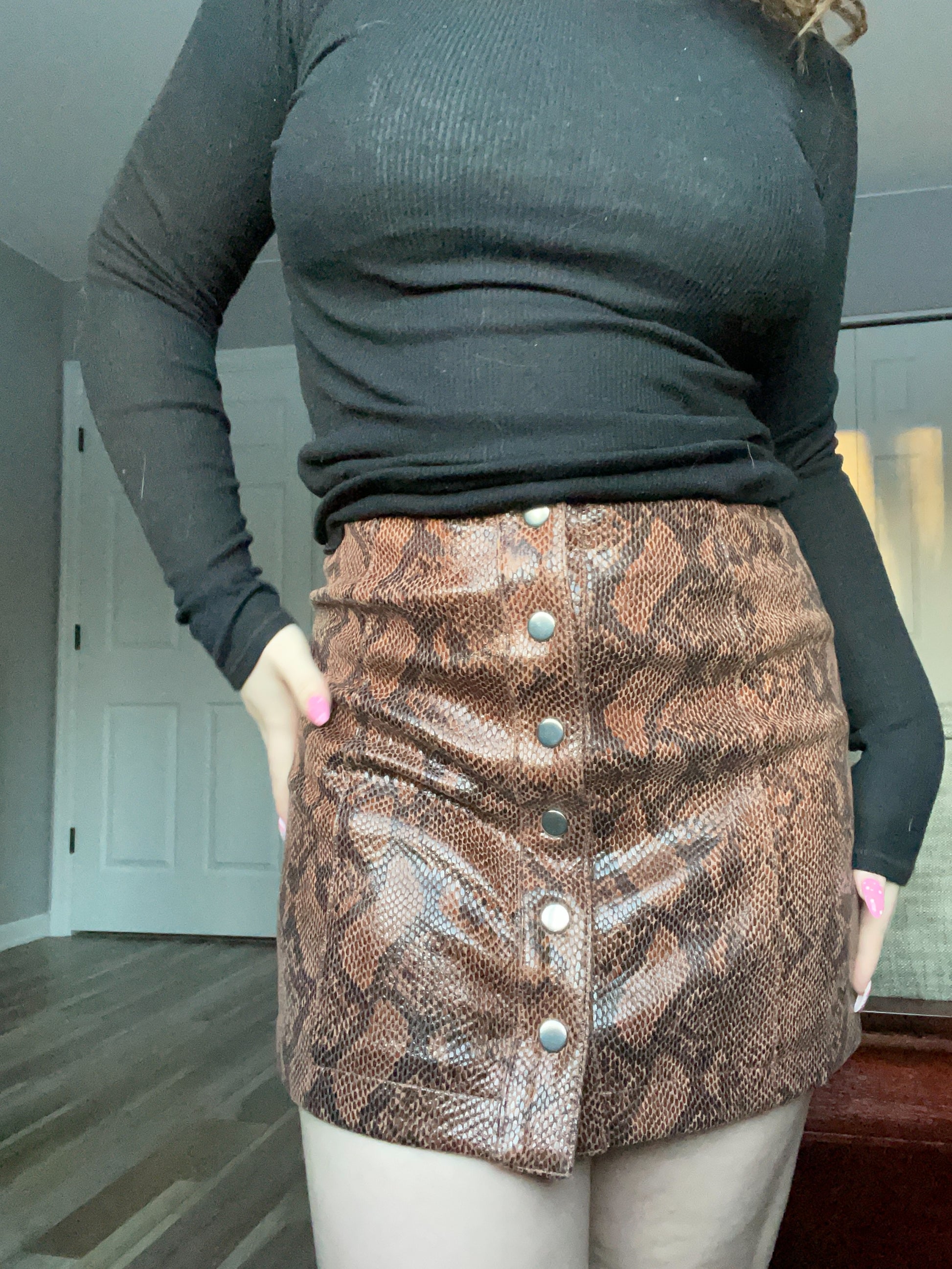 Brown Snakeskin Mini Skirt | From the Rack | Grace Thrifts