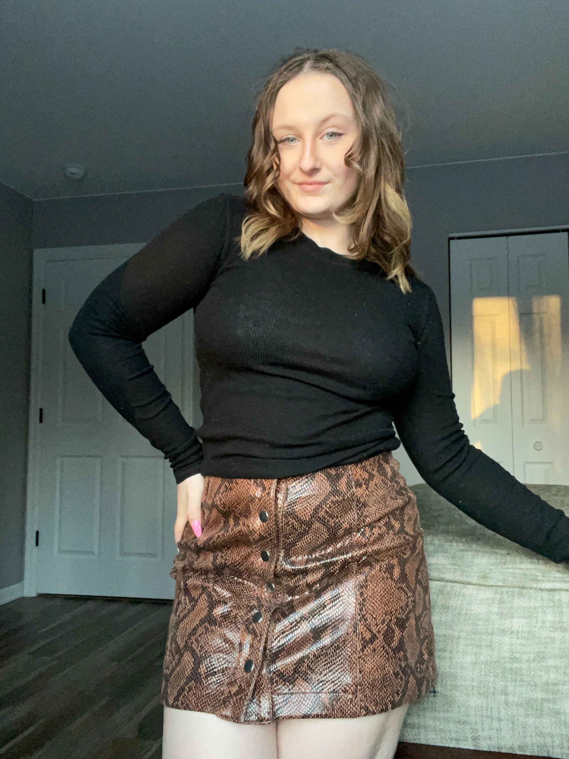 Brown Snakeskin Mini Skirt | From the Rack | Grace Thrifts