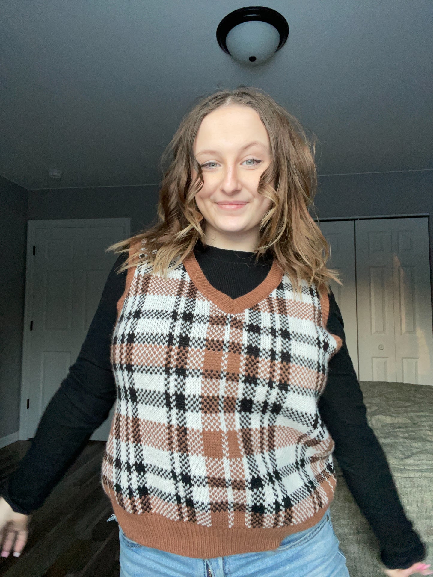Brown Plaid Sweater Vest | From the Rack | Grace Thrifts
