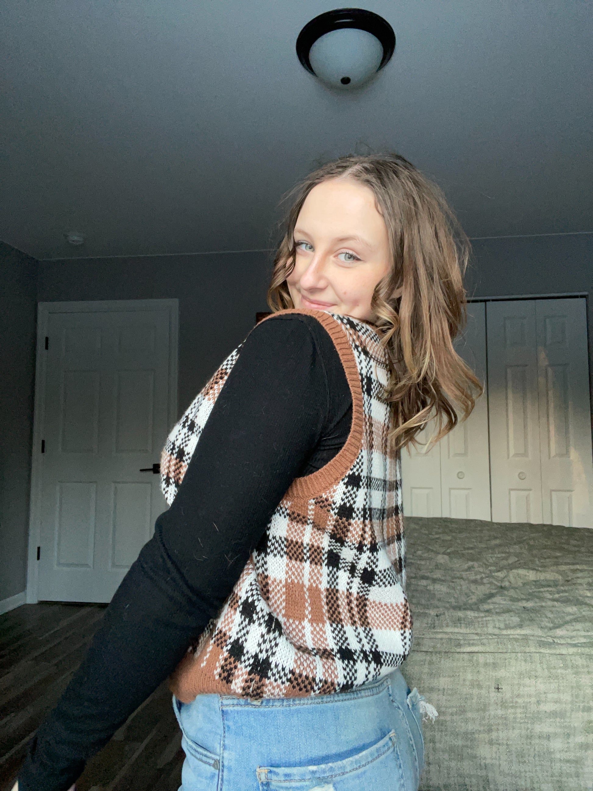 Brown Plaid Sweater Vest | From the Rack | Grace Thrifts