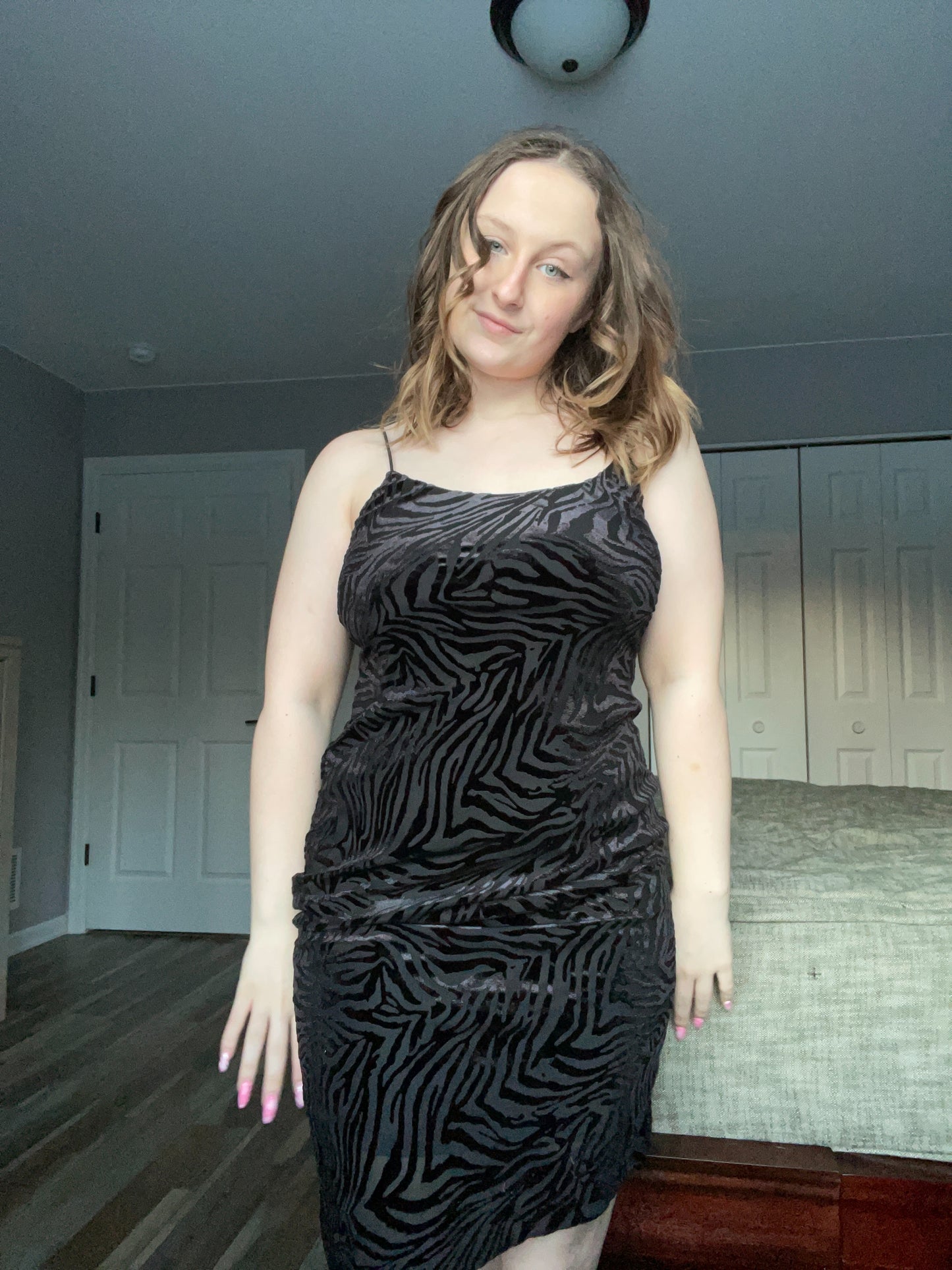 Black Zebra Midi Dress | From the Rack | Grace Thrifts