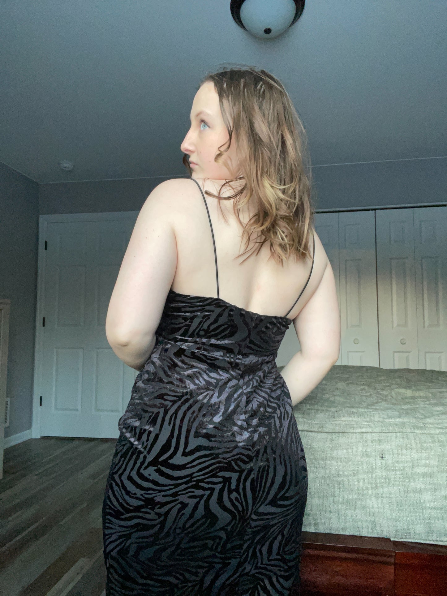 Black Zebra Midi Dress | From the Rack | Grace Thrifts