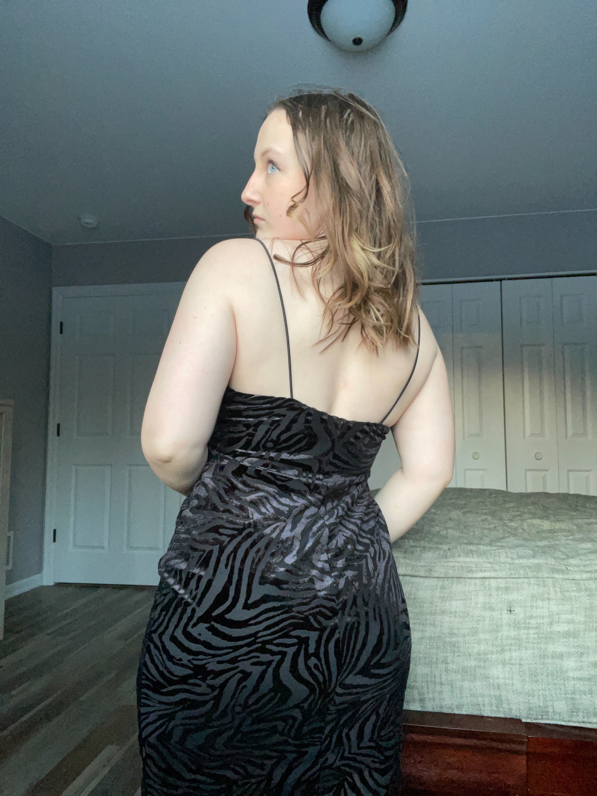 Black Zebra Midi Dress | From the Rack | Grace Thrifts