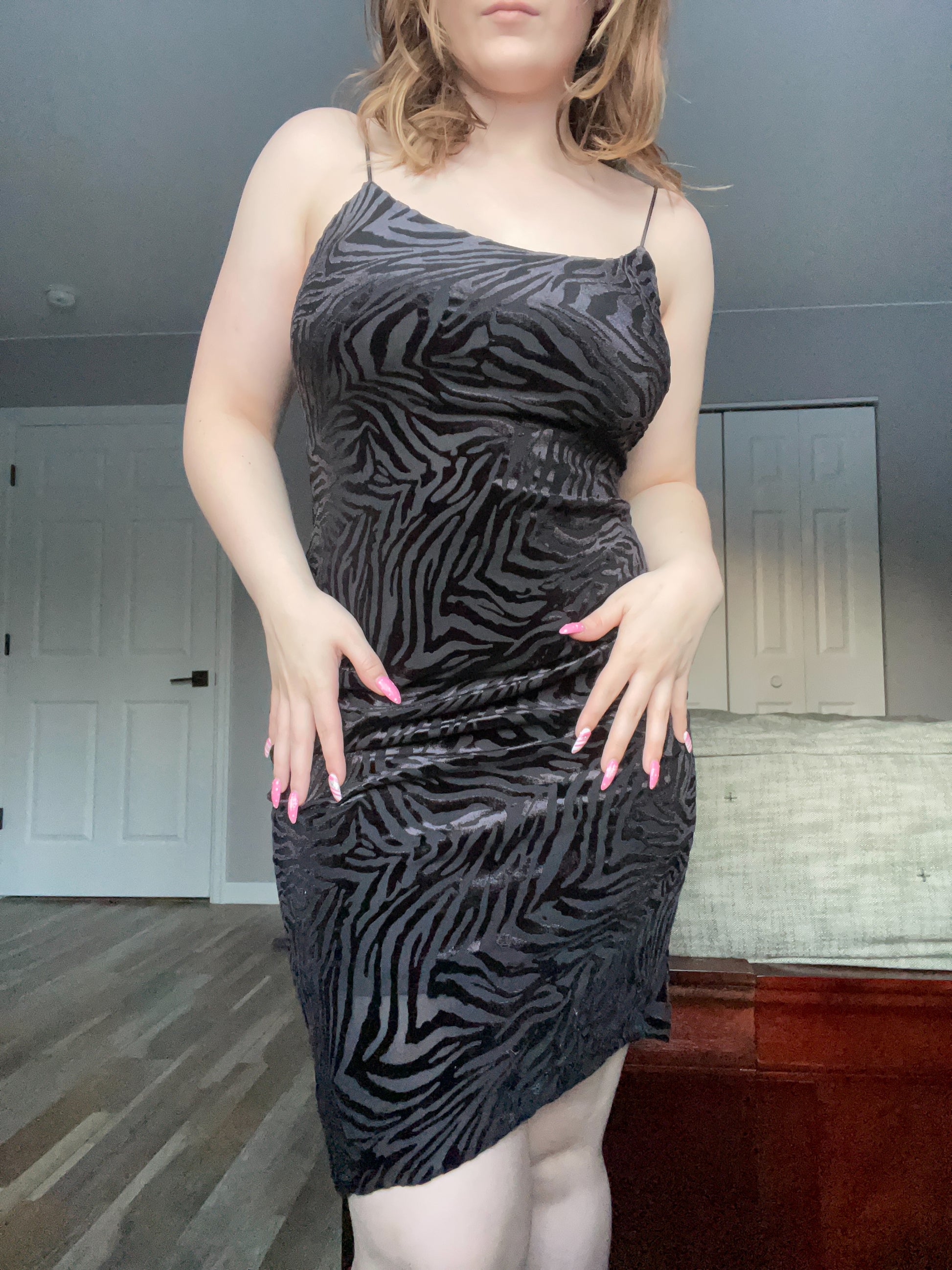 Black Zebra Midi Dress | From the Rack | Grace Thrifts