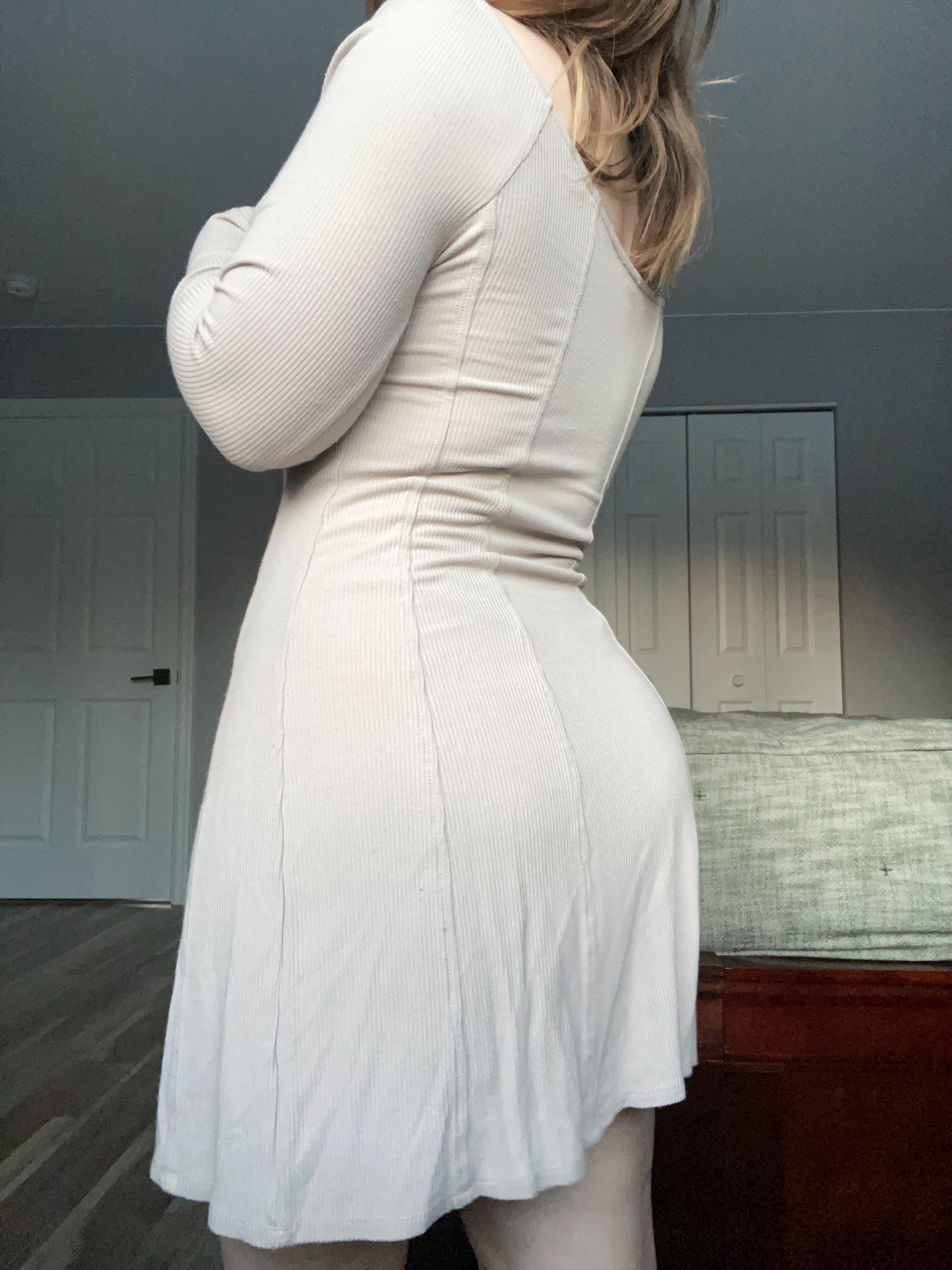 Tan Milkmaid Mini Dress | From the Rack | Grace Thrifts 
