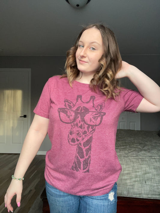 Maroon Giraffe Graphic Tee | From the Rack | Grace Thrifts