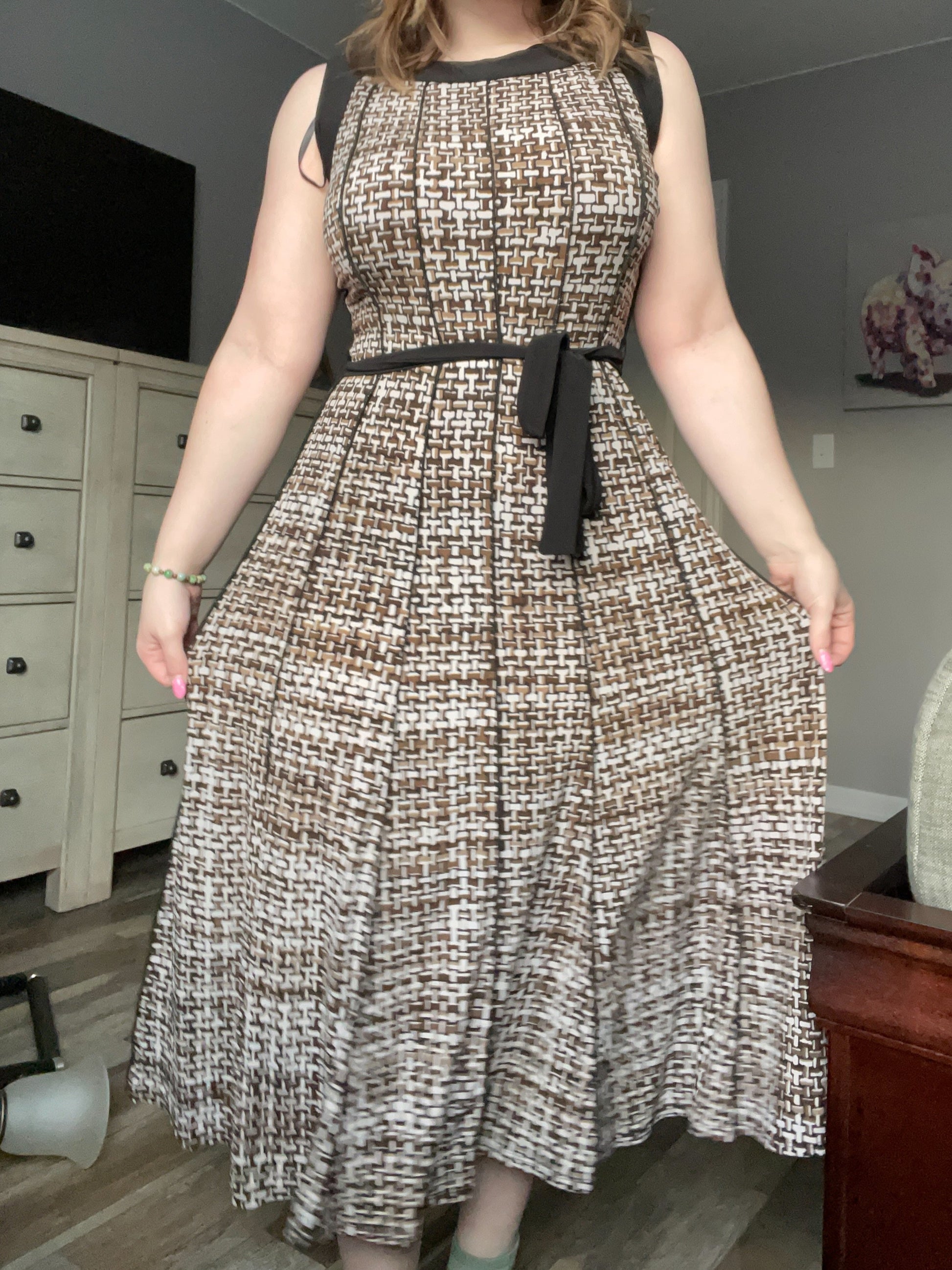 Black Sleeveless Houndstooth Dress | From the Rack | Grace Thrifts